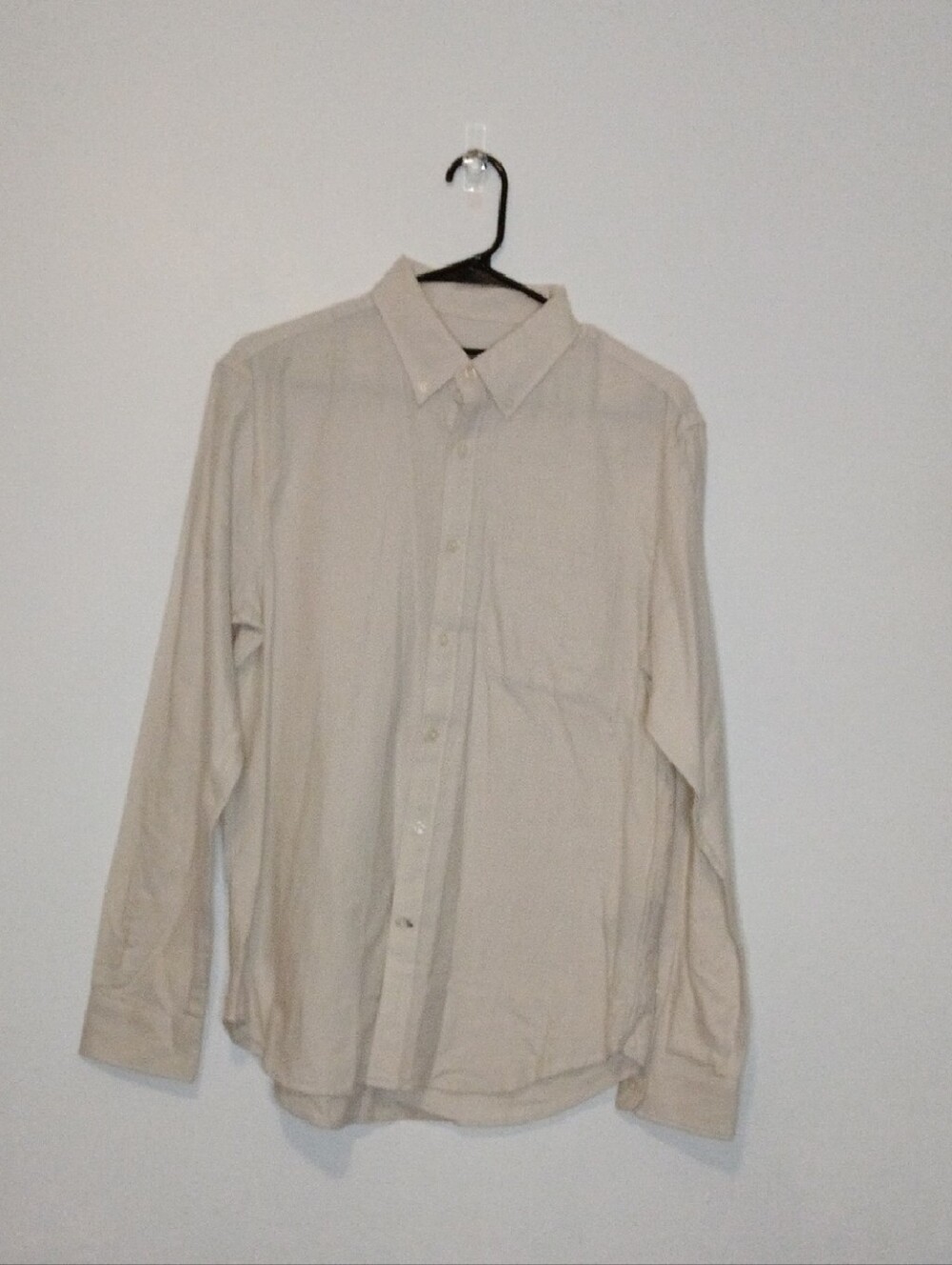 Club Monaco Men's Cream Button-Front Long Sleeve Dress Shirt